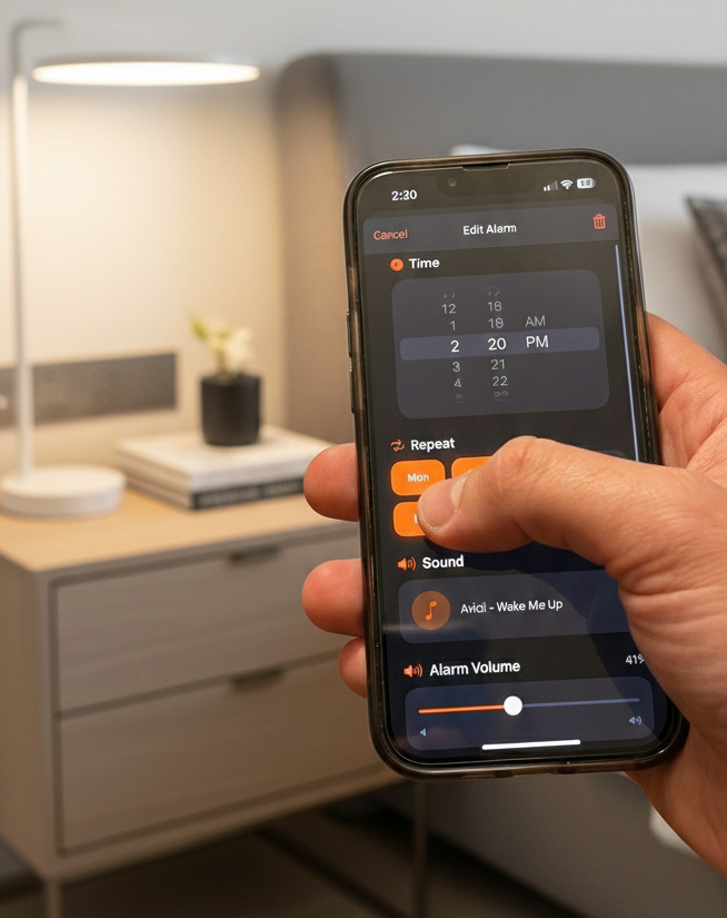 Rise Alarm app interface